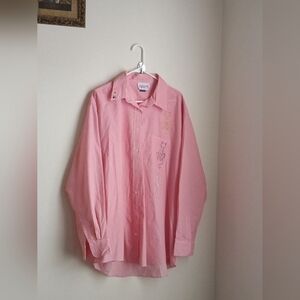 Assets Blouse Women 1X Red & White Casual Button Down Shirt Artsy Embellishments